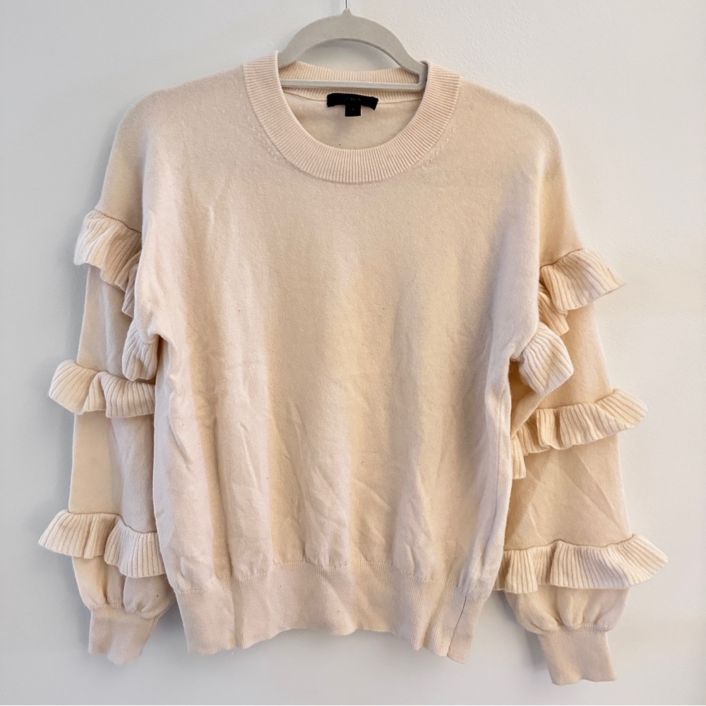 J crew wool sweater with ruffled sleeves SZ XS